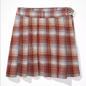 AE High Waisted Plaid Pleated Skirt